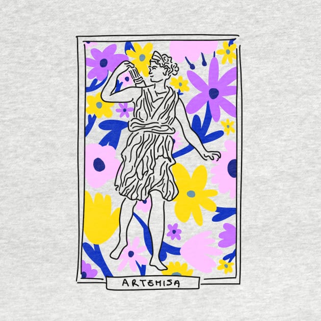 Artemisa Greek Goddess floral by candelanieto